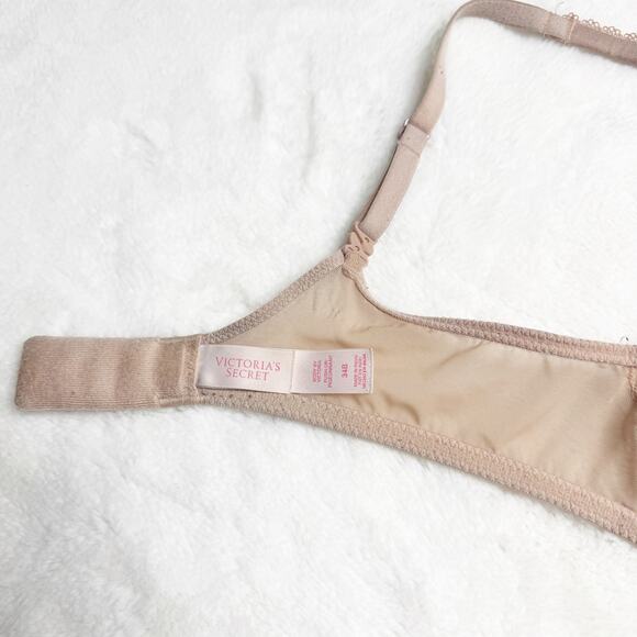VICTORIA'S SECRET Neutral Lace Body by Victoria Mesh Sides Push-Up Bra 34B - Picture 9 of 9